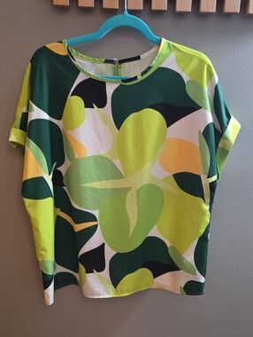 SHEIN Lime & Dark Green Abstract Print Tunic